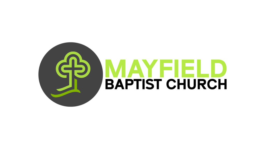 Mayfield Baptist Church logo with cross design.