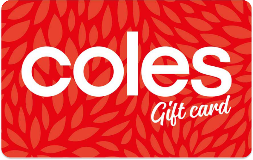 Coles gift card with red leaf pattern