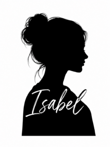 Silhouette profile of woman with name Isabel