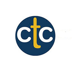 Blue circular CTC logo with yellow cross